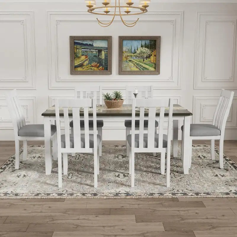 Ensemble table à manger extensible – Brun/Blanc, Brun antique, Blanc/Gris – Jusqu'à 8 places