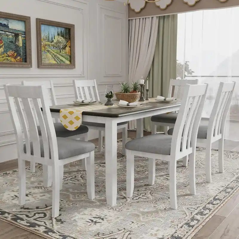 Ensemble table à manger extensible – Brun/Blanc, Brun antique, Blanc/Gris – Jusqu'à 8 places