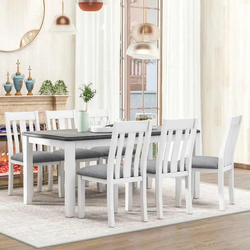 Ensemble table à manger extensible – Brun/Blanc, Brun antique, Blanc/Gris – Jusqu'à 8 places