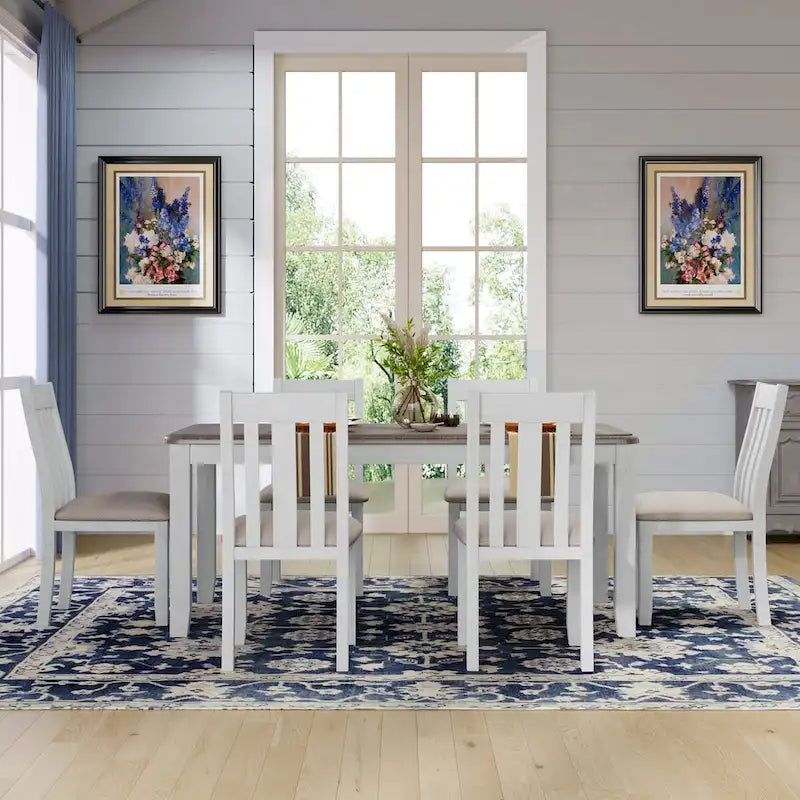 Ensemble table à manger extensible – Brun/Blanc, Brun antique, Blanc/Gris – Jusqu'à 8 places