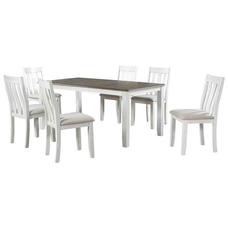 Ensemble table à manger extensible – Brun/Blanc, Brun antique, Blanc/Gris – Jusqu'à 8 places