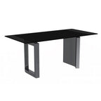 Table de salle à manger moderne en pierre frittée et verre – Blanc/Gris/Noir ou Blanc, 140/157/180 cm, 4-6 places