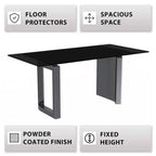 Table de salle à manger moderne en pierre frittée et verre – Blanc/Gris/Noir ou Blanc, 140/157/180 cm, 4-6 places