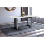 Table de salle à manger moderne en pierre frittée et verre – Blanc/Gris/Noir ou Blanc, 140/157/180 cm, 4-6 places