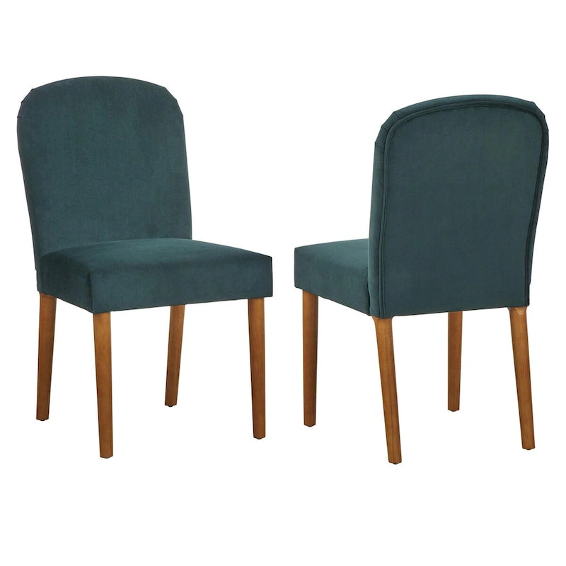 Ensemble de salle à manger 3 pièces Mid-Century pour 2 personnes – Lin fleuri / Velours vert émeraude / Tissu à chevrons gris