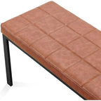 Banc capitonné en similicuir marron avec pieds en métal noir — 1 ou 2 pièces