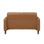 Causeuse en Faux Cuir Marron, Accoudoirs Droits, 2 Places