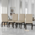 Chaise de salle à manger rembourrée avec clous décoratifs, Espresso/Naturel, Lot de 4