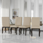 Chaise de salle à manger rembourrée avec clous décoratifs, Espresso/Naturel, Lot de 4