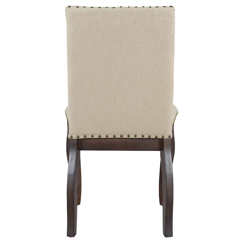 Chaise de salle à manger rembourrée avec clous décoratifs, Espresso/Naturel, Lot de 4