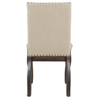 Chaise de salle à manger rembourrée avec clous décoratifs, Espresso/Naturel, Lot de 4