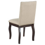 Chaise de salle à manger rembourrée avec clous décoratifs, Espresso/Naturel, Lot de 4