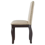 Chaise de salle à manger rembourrée avec clous décoratifs, Espresso/Naturel, Lot de 4
