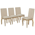 Chaise de salle à manger rembourrée avec clous décoratifs, Espresso/Naturel, Lot de 4