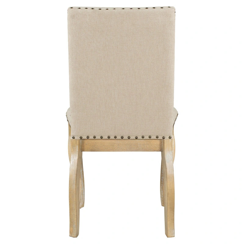Chaise de salle à manger rembourrée avec clous décoratifs, Espresso/Naturel, Lot de 4