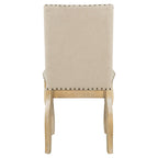 Chaise de salle à manger rembourrée avec clous décoratifs, Espresso/Naturel, Lot de 4