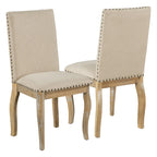 Chaise de salle à manger rembourrée avec clous décoratifs, Espresso/Naturel, Lot de 4