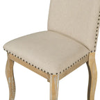 Chaise de salle à manger rembourrée avec clous décoratifs, Espresso/Naturel, Lot de 4