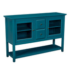 Buffet bahut sarcelle de 52 po – Meuble de rangement à 2 portes avec tiroirs