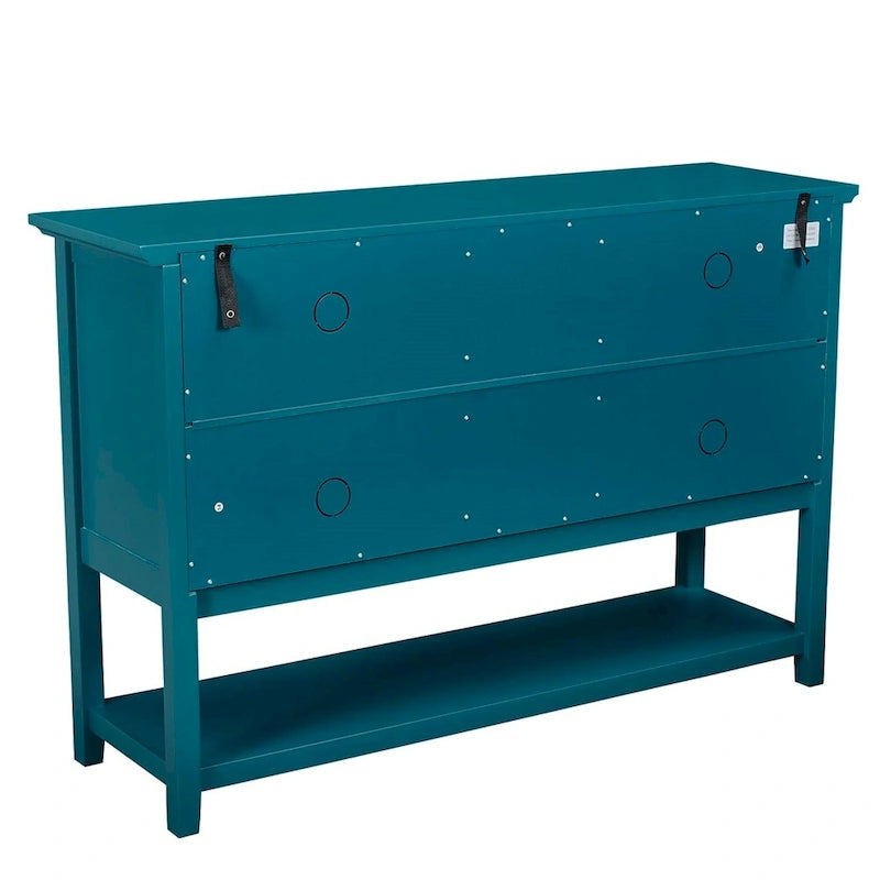 Buffet bahut sarcelle de 52 po – Meuble de rangement à 2 portes avec tiroirs