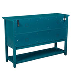 Buffet bahut sarcelle de 52 po – Meuble de rangement à 2 portes avec tiroirs