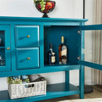 Buffet bahut sarcelle de 52 po – Meuble de rangement à 2 portes avec tiroirs