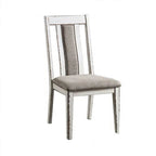 Chaise de salle à manger latérale rembourrée blanche et grise, lot de 2, hauteur standard