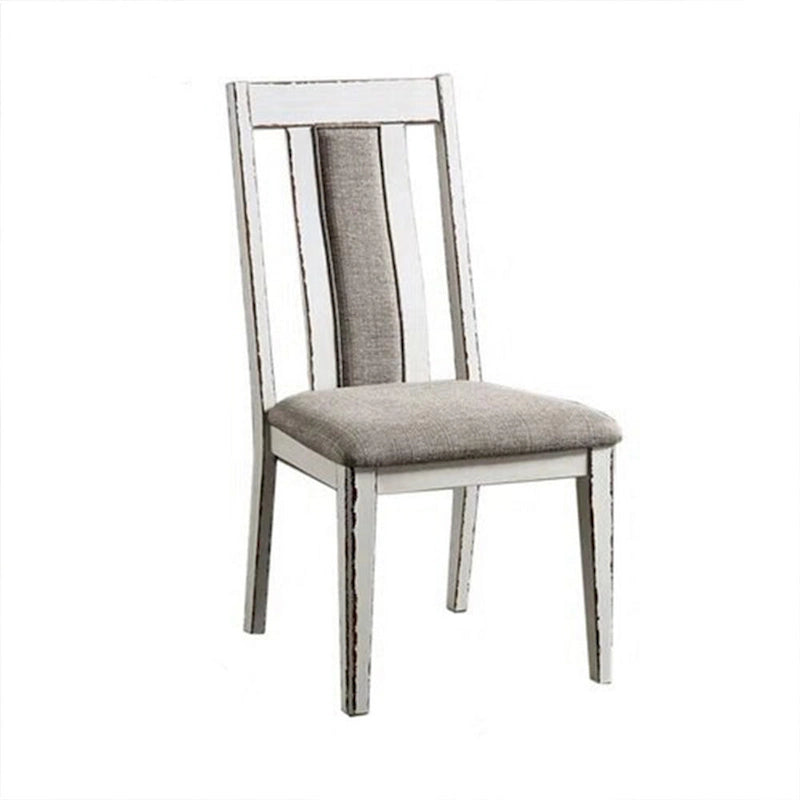 Chaise de salle à manger latérale rembourrée blanche et grise, lot de 2, hauteur standard