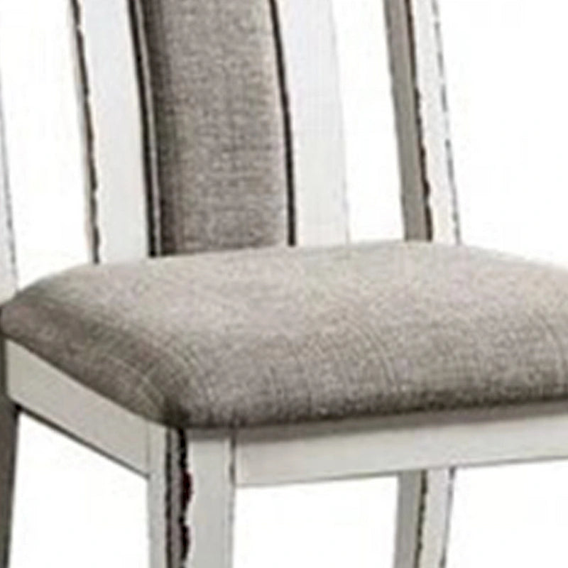 Chaise de salle à manger latérale rembourrée blanche et grise, lot de 2, hauteur standard