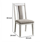 Chaise de salle à manger latérale rembourrée blanche et grise, lot de 2, hauteur standard
