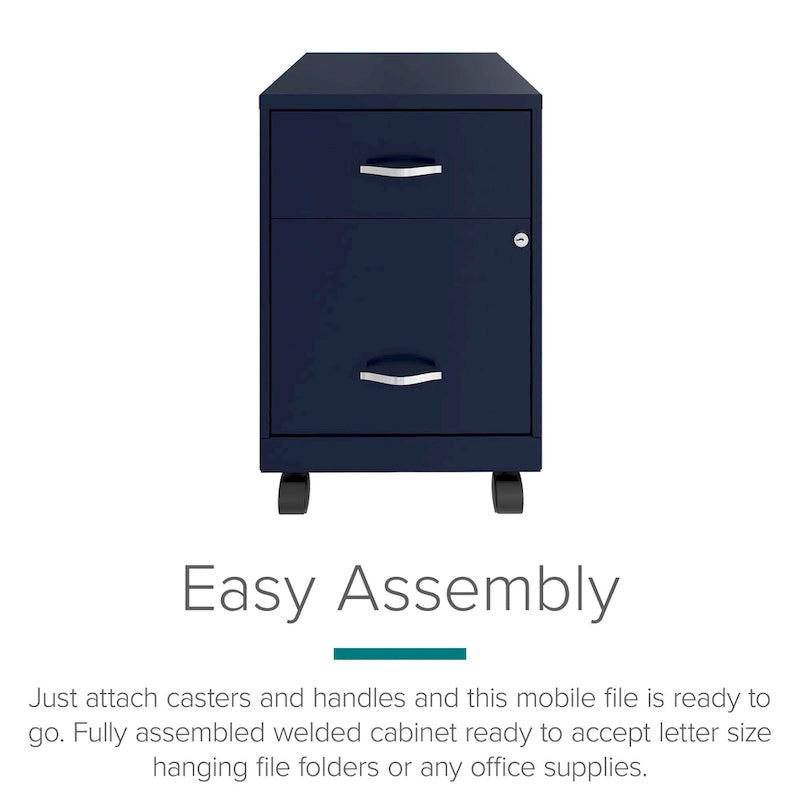 Classeur vertical mobile 2 tiroirs avec tiroir à accessoires – Vert / Bleu / Blanc / Argent, Utilisation par 1 personne
