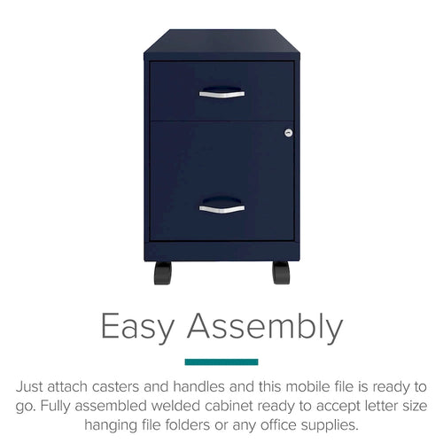 Classeur vertical mobile 2 tiroirs avec tiroir à accessoires – Vert / Bleu / Blanc / Argent, Utilisation par 1 personne