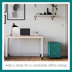 Classeur vertical mobile 2 tiroirs avec tiroir à accessoires – Vert / Bleu / Blanc / Argent, Utilisation par 1 personne