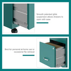Classeur vertical mobile 2 tiroirs avec tiroir à accessoires – Vert / Bleu / Blanc / Argent, Utilisation par 1 personne
