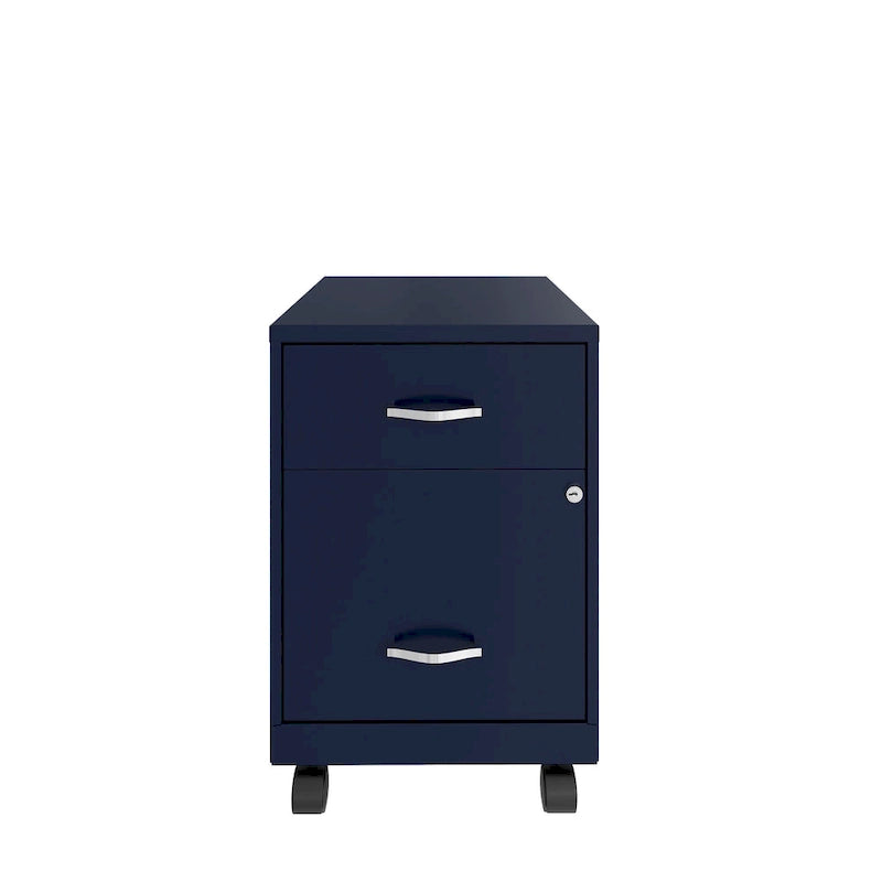 Classeur vertical mobile 2 tiroirs avec tiroir à accessoires – Vert / Bleu / Blanc / Argent, Utilisation par 1 personne