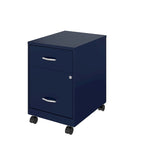 Classeur vertical mobile 2 tiroirs avec tiroir à accessoires – Vert / Bleu / Blanc / Argent, Utilisation par 1 personne