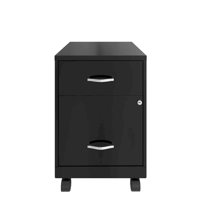 Classeur vertical mobile 2 tiroirs avec tiroir à accessoires – Vert / Bleu / Blanc / Argent, Utilisation par 1 personne