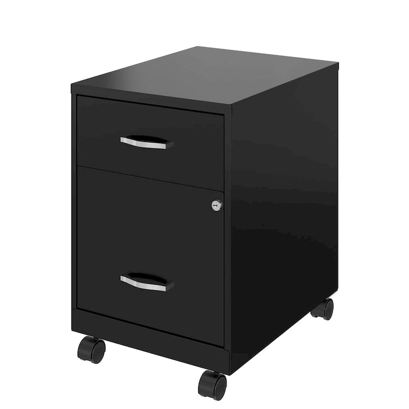 Classeur vertical mobile 2 tiroirs avec tiroir à accessoires – Vert / Bleu / Blanc / Argent, Utilisation par 1 personne