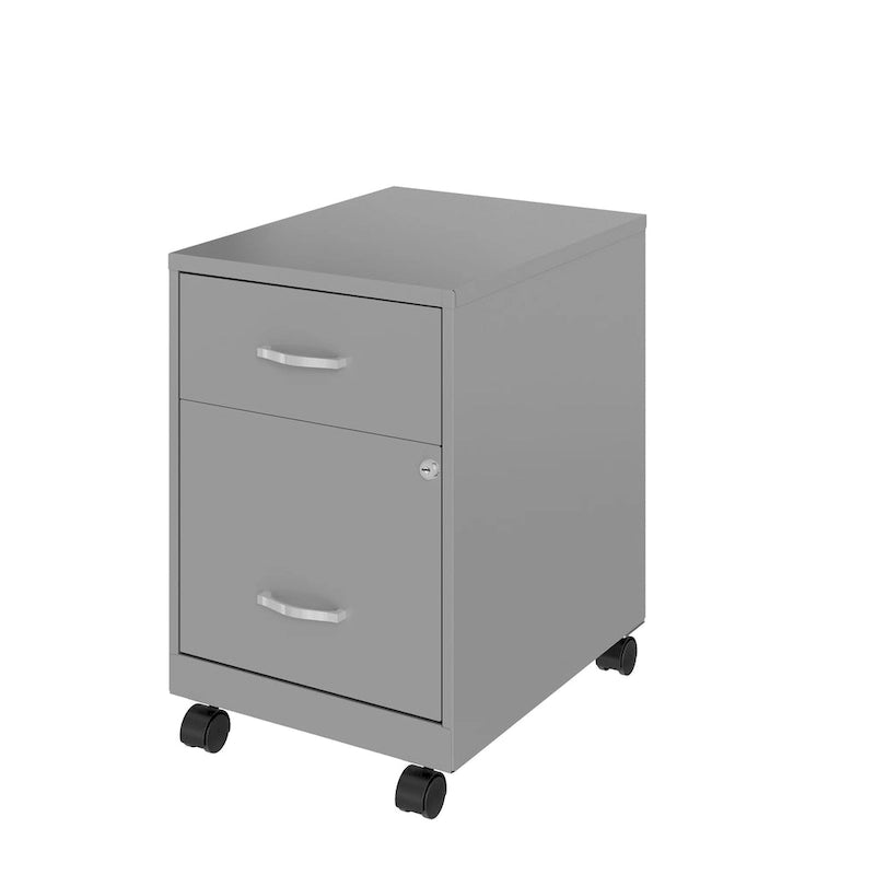 Classeur vertical mobile 2 tiroirs avec tiroir à accessoires – Vert / Bleu / Blanc / Argent, Utilisation par 1 personne