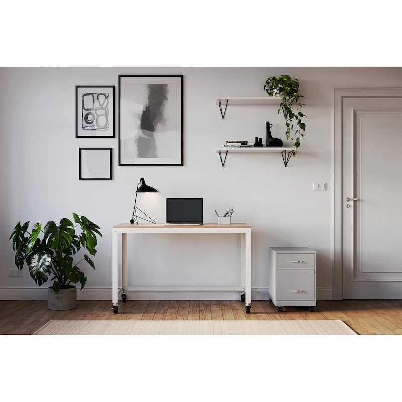 Classeur vertical mobile 2 tiroirs avec tiroir à accessoires – Vert / Bleu / Blanc / Argent, Utilisation par 1 personne