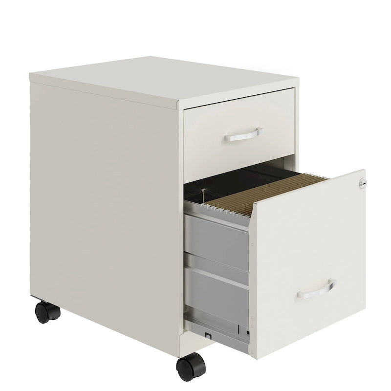 Classeur vertical mobile 2 tiroirs avec tiroir à accessoires – Vert / Bleu / Blanc / Argent, Utilisation par 1 personne