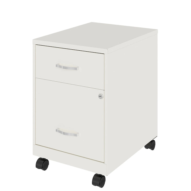 Classeur vertical mobile 2 tiroirs avec tiroir à accessoires – Vert / Bleu / Blanc / Argent, Utilisation par 1 personne