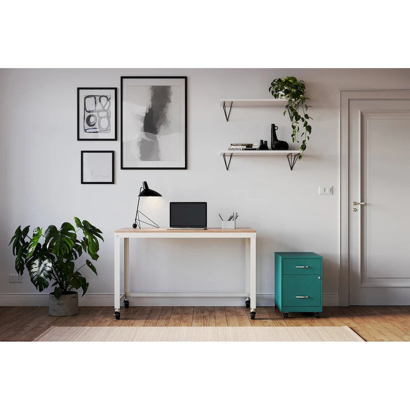 Classeur vertical mobile 2 tiroirs avec tiroir à accessoires – Vert / Bleu / Blanc / Argent, Utilisation par 1 personne