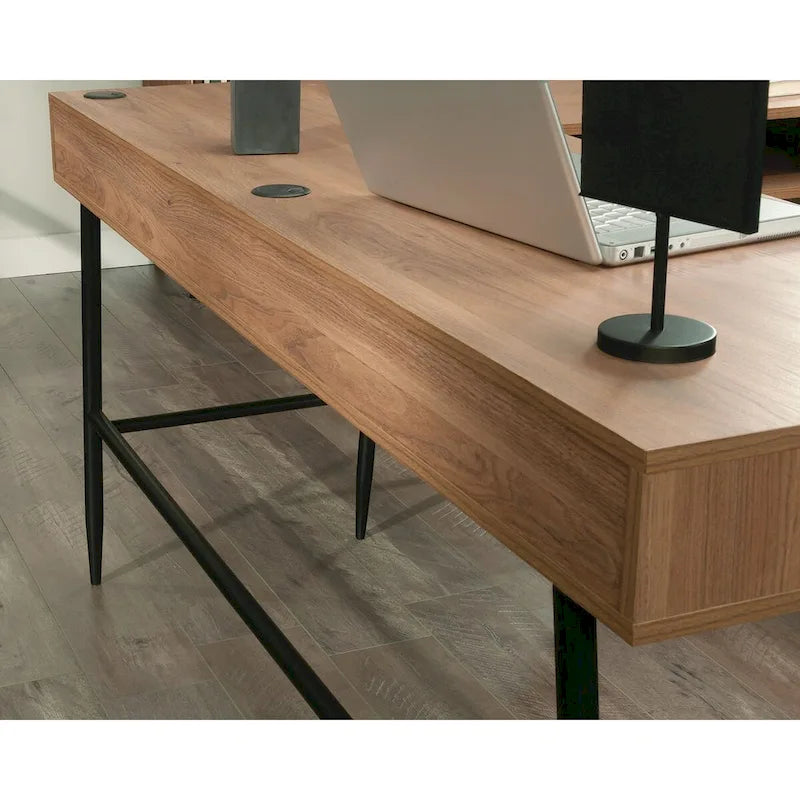Bureau d'angle en L cerisier classique pour 1 personne