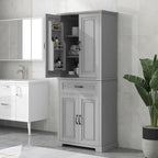 Meuble haut de rangement gris/blanc/noir avec portes et tiroir — 1 personne
