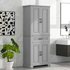 Meuble haut de rangement gris/blanc/noir avec portes et tiroir — 1 personne
