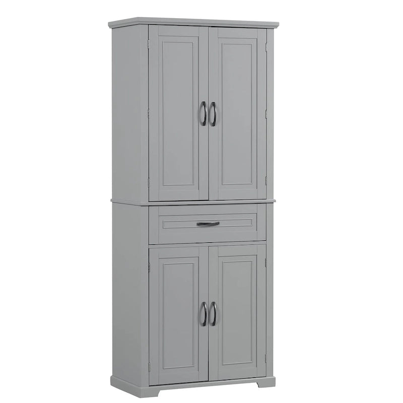Meuble haut de rangement gris/blanc/noir avec portes et tiroir — 1 personne