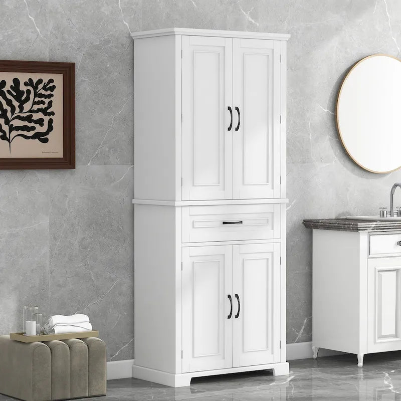 Meuble haut de rangement gris/blanc/noir avec portes et tiroir — 1 personne