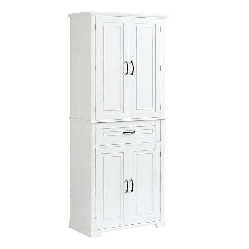 Meuble haut de rangement gris/blanc/noir avec portes et tiroir — 1 personne