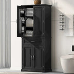 Meuble haut de rangement gris/blanc/noir avec portes et tiroir — 1 personne